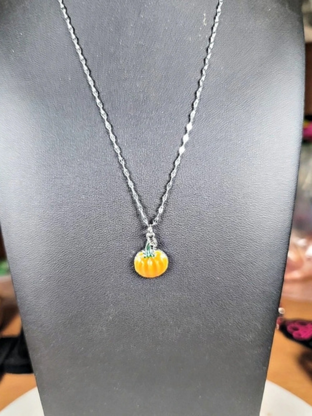 Paparazzi Pumpkin Patch Pumpkin Pendant Necklace Orange & Silver